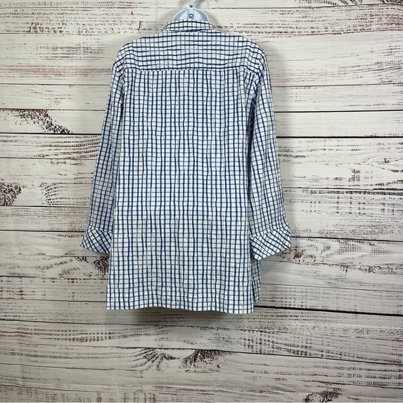 Foxcroft White Blue Check Button Shirt - Picture 6 of 13